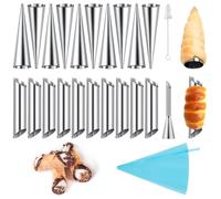 AiQInu Moldes de cuerno de crema 23 piezas,Molde de Acero Inoxidable de Cannoli Tubos Molde en Rollo Cono de Crema,croissants, cuerno, pastel para cannoli, cruasanes, helados