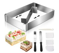 AiQInu Moldes Reposteria, Molde Bizcocho, Molde Tarta Desmontable, Molde Pastel Mousse Ajustable Rectangular Apto Para Tartas, Pasteles Y Pizzas (18,5 x 27,5 a 34 x 52,5 cm)