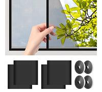 AiQInu Mosquitera Ventana 130 x 150cm, 4 Juegos Mosquitera para Ventanas Adhesiva, Ajustable Tamaño, Lavable, Sin Taladros para Protección Ventanas Contra Insectos Moscas Mosquitos