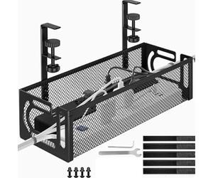 AiQInu Organizador de Cables Escritorio, Bandeja Cables Escritorio con Ganchos Regulables, Bandeja de Gestión Cavi de Acero al Carbono, Sin Taladro, Cable Management Under Desk para Oficina Hogar