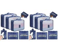 AiQInu Organizador de Equipaje 7 Sets,Impermeable Organizador Maleta Viaje, Packing Cubes Para Ropa, Ropa Interior,Bolsa Zapatos Viaje, Cremallera, 40 x 30 x 12cm, Azul Oscuro (Paquete de 2)