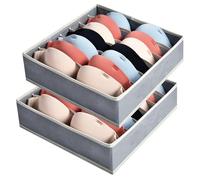 AiQInu Organizador Sujetadores Cajones,2 Pcs 7 Celdas Organizador Ropa Interior Plegable con Cremalleras, Organizador Armario Ropa con Compartimento para Sujetador,Calcetines,Corbatas