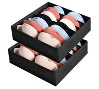 AiQInu Organizador Sujetadores Cajones,2 Piezas 7 Celdas Organizador Ropa Interior Plegable con Cremalleras, Organizador Armario con Compartimento para Sujetador,Calcetines,Corbatas