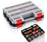AiQInu Organizador Tornillos 34 Compartimentos, Caja con Compartimentos con Separadores Extraíbles, Caja Organizadora Tornillos para Herramientas, Taller, Garaje, Bricolaje (32x27x8cm)