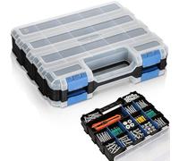 AiQInu Organizador Tornillos 34 Compartimentos, Caja con Compartimentos con Separadores Extraíbles, Caja Organizadora Tornillos para Herramientas, Taller, Garaje, Bricolaje (32x27x8cm)