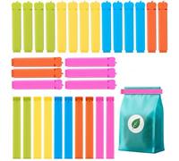 AiQInu Pinzas para Sellado de Alimentos 30 Piezas, 7/11 cm Pinzas Bolsas Alimentos Reutilizables, Clip de Cierre de Cocina Multicolor para Cocina, Snacks, Café y Más