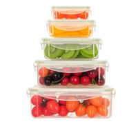 AiQInu Plástico Almacenamiento De Alimentos Con Tapa, 5 Piezas (1.5L+1L+0.5L+0.24L+0.12L), Recipientes HerméTicos Para Alimentos, Para Nevera Y Microondas, Sin BPA