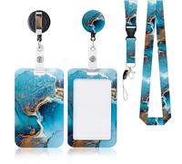 AiQInu Porta Tarjetas Identificativas, Lanyard con Tarjetero, Cordón Retráctil, Para Tarjeta de Identificación, Llaves, Cámara, Teléfono Móvil, Perfecto para Oficina, Eventos
