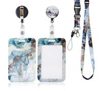 AiQInu Porta Tarjetas Identificativas, Lanyard con Tarjetero, Cordón Retráctil, Para Tarjeta de Identificación, Llaves, Cámara, Teléfono Móvil, Perfecto para Oficina, Eventos