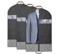 AiQInu Premium Fundas para Ropa, 3PCS 100x60cm Transpirable Fundas de Ropa Larga Antipolvo, Impermeable Humedad Bolsa de Traje con Cremallera para Trajes, Abrigos, Chaquetas y Vestidos de Noche