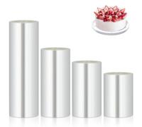 AiQInu Rollo de Acetato Transparente 4 Rollos,(15cm/10cm/8cm/6cm x 10m), laminas de Acetato Repostería Reutilizables para Tartas para decoración de Tartas,Chocolate,Mousse,Pasteles,Postres