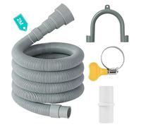 AiQInu Tubo Desagüe Lavadora 2 Metro, Manguera Lavadora y Lavavajillas de Extensión, Compatible con Lavadora/Secadora/Vehiculos de Camping, Kit de Alargamiento con Adaptador y Abrazaderas