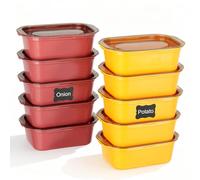 AiQInu10 Piezas Tupper Plastico, Tapers Para Comida Hermetico Con Tapas, Apilables Tupper Congelador, Sin BPA, Para Microondas Y Lavavajillas, 500 Ml