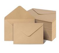 AiQlnu 100 sobres de papel kraft vintage de 80 g/m², 12,5 x 17,5 cm, solapa puntiaguda, ideal para una variedad de ocasiones, para tarjetas, fotos, tarjetas de invitación, tarjetas de felicitación