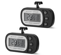 AiQlnu 2 Piezas Termómetro Digital para Refrigerador, Magnétique Termómetro para Congelador a Prueba de Agua con Gancho, Pantalla LCD Fácil de Leer, Termometro Nevera para Hogar, Cafés