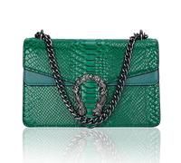 Aiqudou Bolso cruzado y bolso tipo cartera para mujer, bolso de cadena con estampado de serpiente de lujo, bolso de mano de piel sintética, A-pop-verde