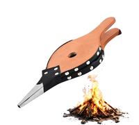 Air Blower-Fire Bellows 41 × 15 cm | Portable Wood & PU Leather Fireplace Air Blower, Retro Handheld Stove Bellows For Campfire Cooking, Outdoor BBQ, Indoor Fire Pit Airflow Boosting Tool