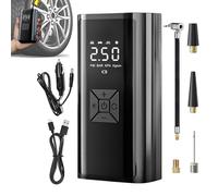 Air Compressor, Portable Tire Inflator, Cordless Smart Pump, Digital Pressure Display, High Power 120w Motor, Travel Garage Camping Bike Car RV, 6.3x3.15x2.36 Inches, Black, 1 Pack
