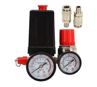 Air Compressor Pressure Switch 4 - Way Auto Control Valve Controller 0-180 PSI with Dual Gauge, Zinc Alloy Stainless Steel ABS, for Industrial Air Compressors and Pneumatic Systems