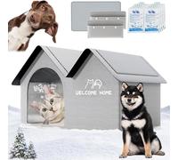 Air Conditioner Cat House,Air Conditioned Dog House, Pet House with AC,Pet Cooling House, Foldable, with Air Conditioning 10 Ice Packs,for Small,Medium,and Large Dogs and Cats (Grey,M)