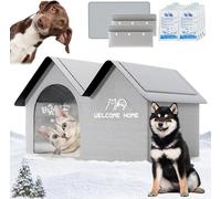 Air Conditioner Cat House,Air Conditioned Dog House, Pet House with AC,Pet Cooling House, Foldable, with Air Conditioning 10 Ice Packs,for Small,Medium,and Large Dogs and Cats (Grey,L)