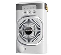 Air Conditioner, Portable Desk Fan with 3-Speed Air Circulation, 7-Color LED Night Light, Cool Mist Humidifier, Compact Cooling for Offices, Bedroom, and Cubicle, 10.24x6.3 Inches