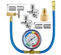 Air Conditioner Recharge Kit, AC Refill Hose with Piercing Valve and Gauge, Tap Tool Set for Home Garage Seasonal Maintenance, Commercial HVAC Repair, Automotive Workshop Use 22x15x5cm