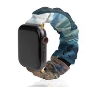 Air Force Jet Aircraft Sky Scrunchie - Correa de repuesto elástica suave compatible con Apple Watch, 42mm/44mm, Acero inoxidable, No es una piedra preciosa