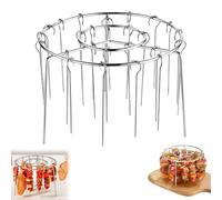 Air Fryer Barbecue Grill Vertical Barbecue Kebab, 6 Inch Round Air Fryer Skewer Stand, Stainless Steel Round kewer Rack, With Anti-Scalding Gloves, Hanging Oven Grill Accessories (12 Skewer)