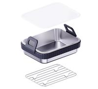 Air Fryer Basket Tray, Food Grade High Temperature Resistant Cooking Pan with Lid, Crispy Roasting Baking Accessory for Even Air Circulation, Durable Non Stick Kitchen Tool, for Home Restaurant