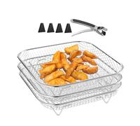 Air Fryer Cooking - Stackable Stainless Steel Mesh Grill Holder for Gripper Clip, Cook Stand with Oven Steamer Kitchen, Space Saving Design for Healthy Food Preparation 7.76x5.12 Inches