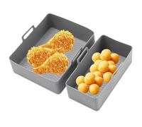Air Fryer Liners, Rectangular Air Fryer Basket, Air Fryer Baking Tray, Silicone Baking Tray, 2 x Silicone Pot Baking Tray, Multifunctional Baking Tray for Home, Studio and Restaurant Use