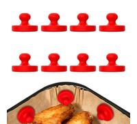 Air Fryer Magnets Silicone Buckle, 8 Pieces Baking Paper Clips, Heat Resistant Reusable Basket Fasteners for Cooking Steaming Roasting Frying Burn Prevention Kitchen Restaurant Use Tool