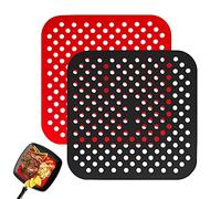 Air Fryer Mat, 2 piezas Reusable Silicona Air Fryer Liner Mat, No Tick, Square Air Fryer Grid
