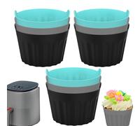 Air Fryer Moldes de silicona antiadherente para magdalenas, pasteles, tartas y pudines | Molde de huevo reutilizable para freidora de aire, horno y vapor, resistente al calor para alimentos caseros y