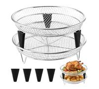 Air Fryer Pan - Bandeja apilable de acero inoxidable - 2 piezas 4-6,5 l Oven Air Fryer Basket | For Grilling Cooking Roasting Deshydrating Meal Prep | Home Kitchen Bar Apartment Dorm