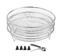 Air Fryer Rack, 3 Piece Stackable Stainless Steel Grill Basket, Multi-Purpose Kitchen Stand, Air Fryer Accessories, ideal for Steamer and Oven, Includes Gripper Clip