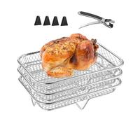Air Fryer Rack - Bacon Racks | Air Fryer Shelves | Stackable Grill Basket, 3X Stainless Steel Air Fryer Rack, Stackable Air Fryer Rack For Home Cooking, Gripper Clip For Air Fryer Rack