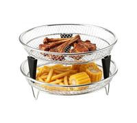 Air Fryer Rack - Stackable 2 piezas Dehydrator Tray Set with Silicone Feet, Multi Layer Cooking Grill Rack for Broiling Cooking Dehydrating Meal Prep, Apartment Space Saving Accessory 7.09x7.09