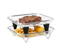 Air Fryer Rack - Stackable 2 piezas Dehydrator Tray Set with Silicone Feet, Multi Layer Cooking Grill Rack for Broiling Cooking Dehydrating Meal Prep, Apartment Space Saving Accessory 7.09x7.09