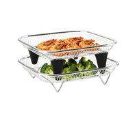 Air Fryer Rack | With Silicone Feet Stackable Tray | 2 Piece Air Fryer | Cesta de freidora de aire para horno de 4 a 6,5 l, 2 piezas para asar, hornear, asar, asar, casa, bar, apartamento