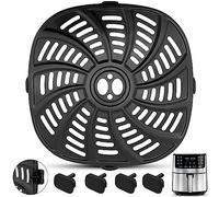 Air Fryer Replacement Parts for Gourmia GAF716 GAF778 GAF798 7 QT Air Fryer, Oval 8.97''*8.97'' Food Grade Stainless Steel Air Fryer Accessories Grill Pan Grill Plate Crisper Plate Tray Rack