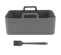 Air Fryer Silicone Pot Reusable Silicone Air Fryer Liner Pan Air Fryer Baskets with Brush for DZ201 DZ401 Dual Zone Air Fryers Food Grade Safe Non Toxic High Temperature (Gris)