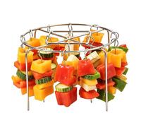 Air Fryer Skewers - Rotating Kabob Rack, Stainless Roasting Holder, Circular Barbecue Stand | Vertical Even Heating Cooking Frame for Baking Meats Vegetables Kitchen Camping Picnic Gatherings