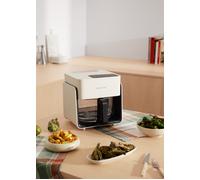AIR FRYER STUDIO CRYSTAL - Freidora De Aire De Cristal 4.2L Con Vaporizador Opcional Blanco Roto & Con Vaporizador