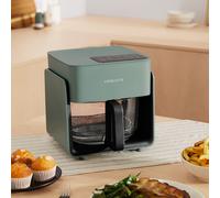 CREATE/AIR FRYER STUDIO CRYSTAL/Freidora sin aceite 4.2 L sin vaporizador de agua verde sage/Capacidad 5-6 raciones, 6 programas, bandeja de cristal, control de tiempo y tempertura, 1300W