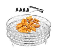Air Fryers Shelf, Stackable Steel Grill Mesh Holder, 7.76x5.12 pulgadas, multicapa Cooking Rack Shelfs, Gripper Clip Included for Kitchen Airs Fryer Accessory Use, Stainless