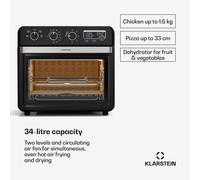 Klarstein AirGlaze Freidora De Aire - 34L, 2000W, 9 Programas, Control Giratorio, Ventana Panorámica, Accesorios Incluidos: Rejilla, Cesta, Bandeja & Asador, Negro