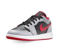 Air Jordan 1 Low para niños grandes (GS), Negro/gris cemento/blanco/rojo fuego, 7 Big Kid