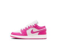 Air Jordan 1 Low para niños grandes, Rosa Fuego/Iris Whisper-blanco, 24.8 cm
